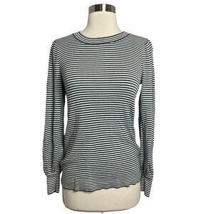 Loft Dark Green Stripe Long Sleeve Top